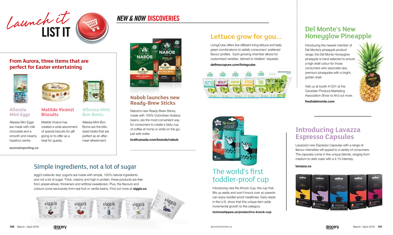 Grocery Business Magazine Page with featured products